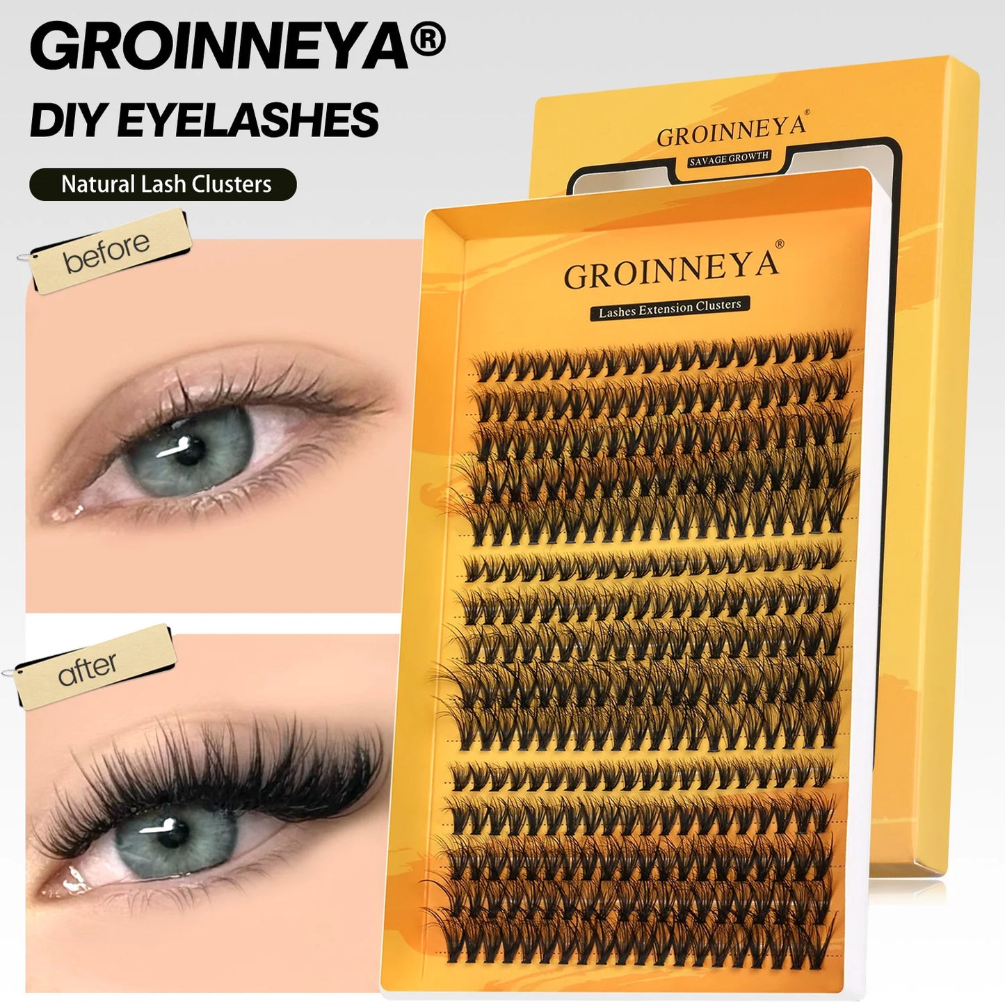 Natürlicher Glamour: Handgemachte C-Locken Cluster-Wimpern im Mix-Tablett