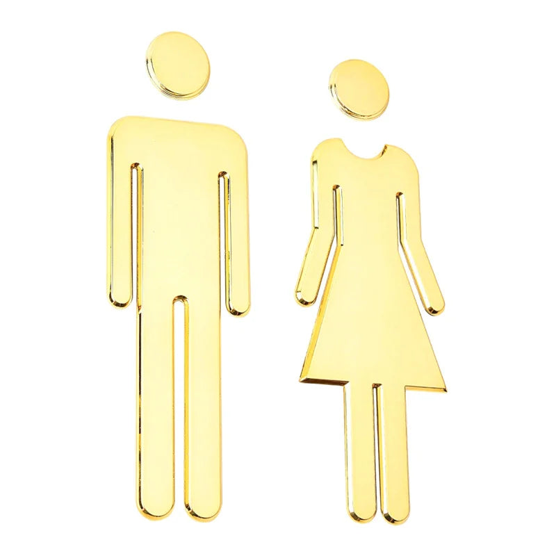 Elegantes WC-Schild Schwarz Gold aus Acryl – stilvolle Türkennzeichnung, 2er Set