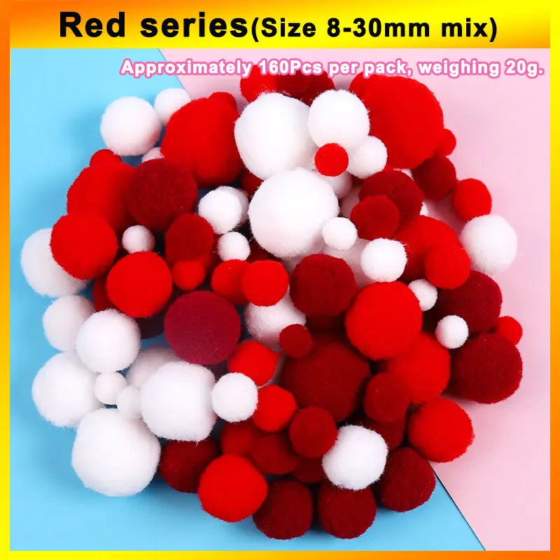 160 bunte Bastel-Pompons 8-30 mm – weicher DIY-Mix für kreative Projekte