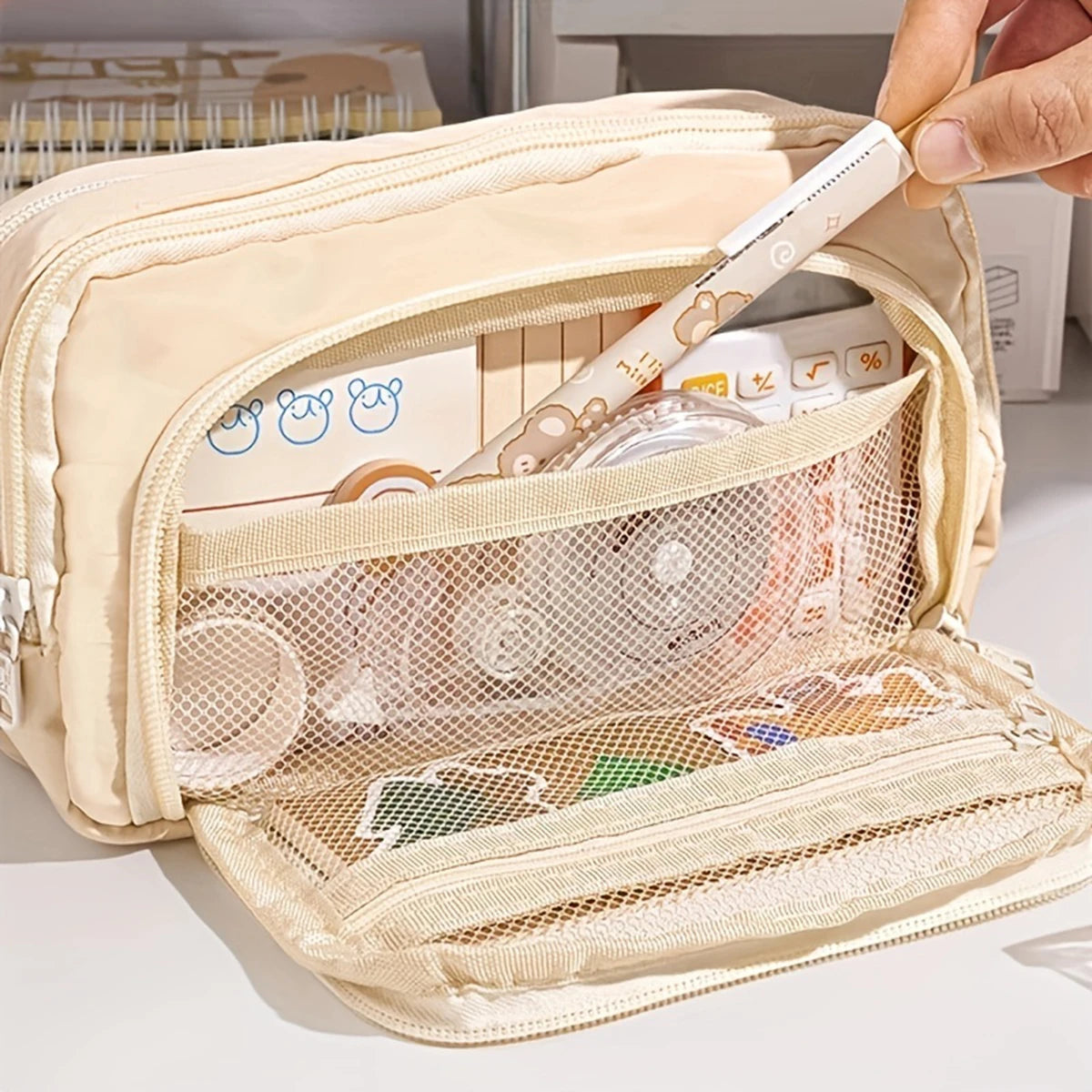 3-lagige Schultasche mit großer Kapazität für Stifte und Schreibwaren