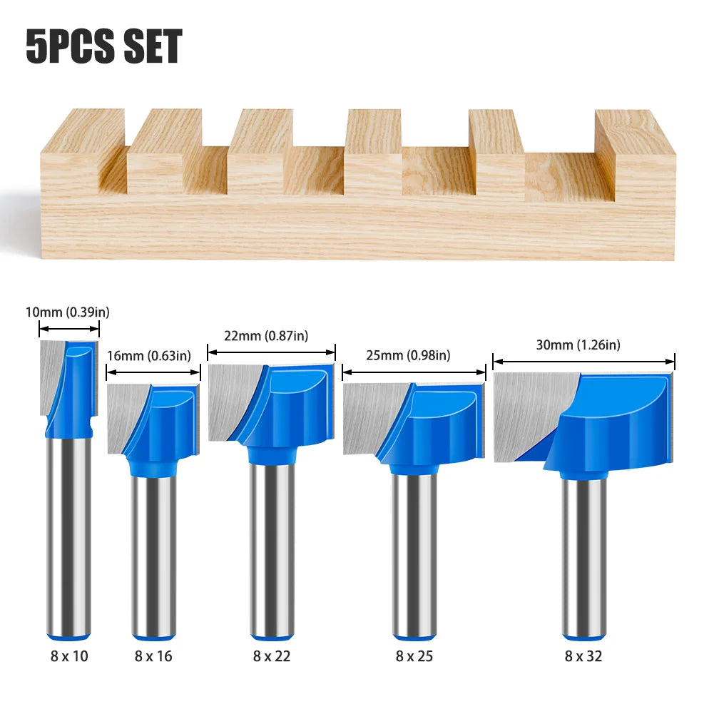 Präzises Holzfräser-Set mit 17 Schlitzschneider-Bits in 8mm Schaft