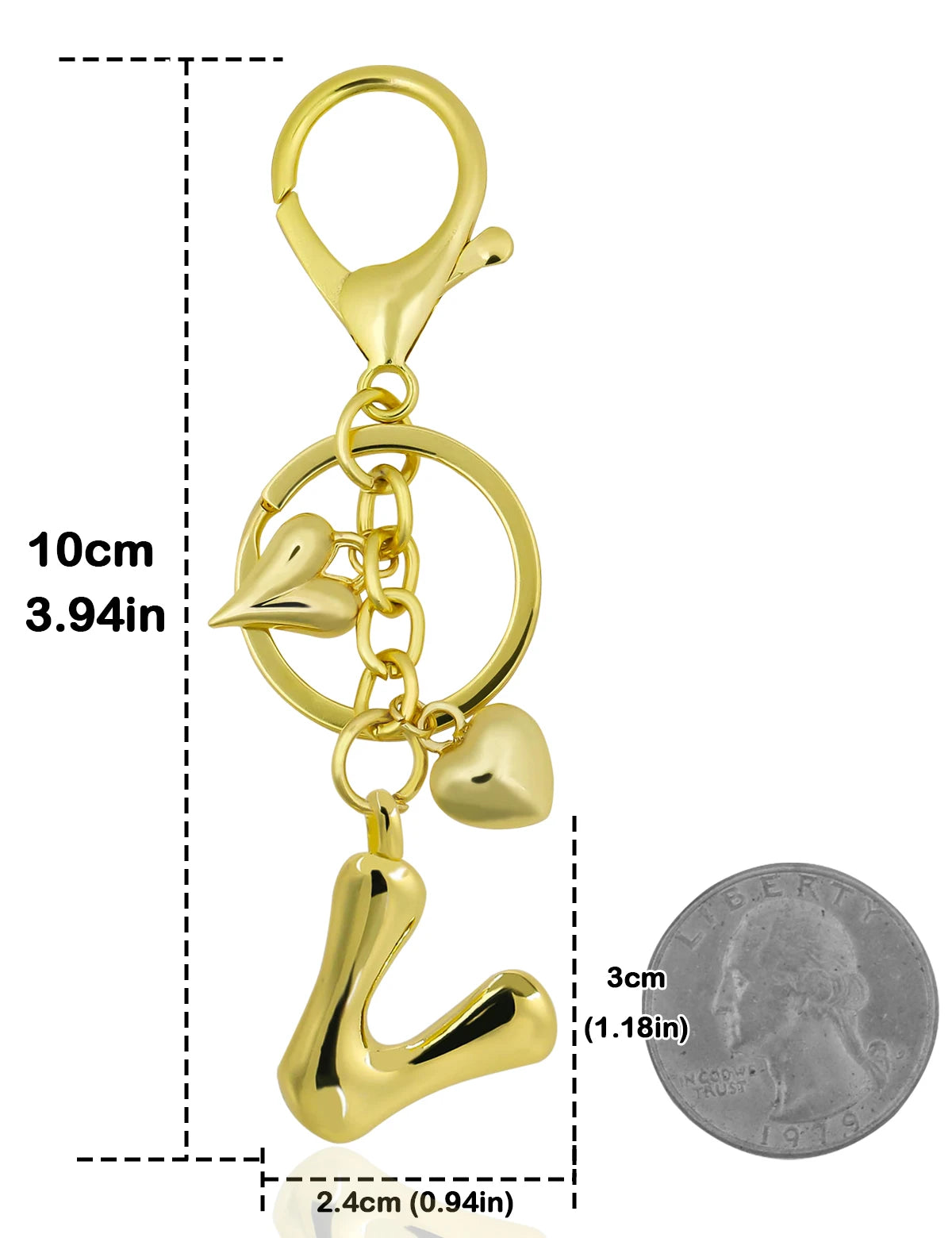 Personalisierter 18K Gold Schlüsselanhänger mit Herz – Blasenbuchstaben Damen