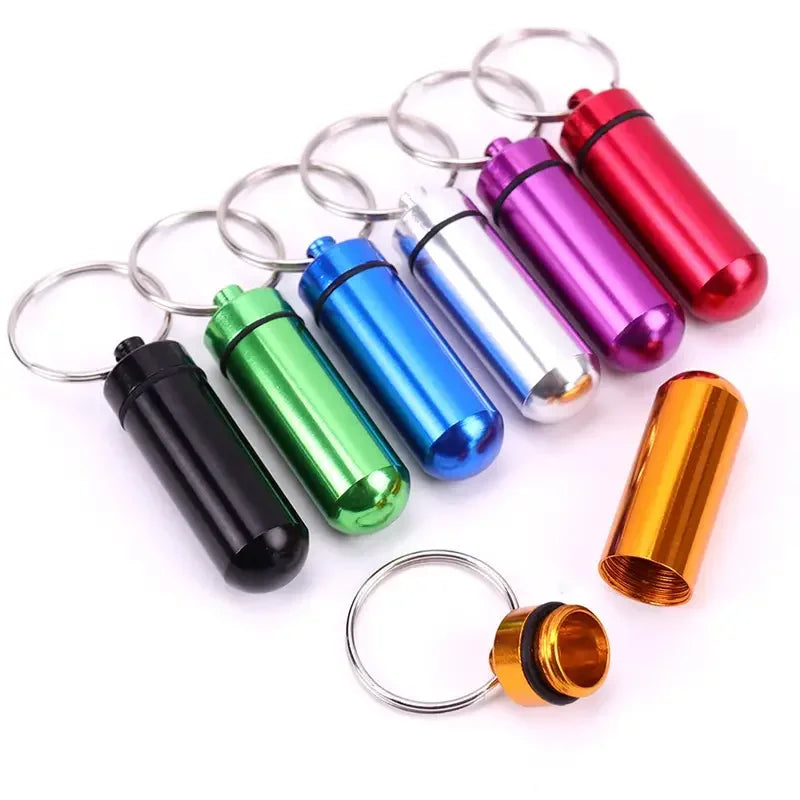Mini Aluminium Pillenbox Schlüsselanhänger tragbar für Outdoor Reise