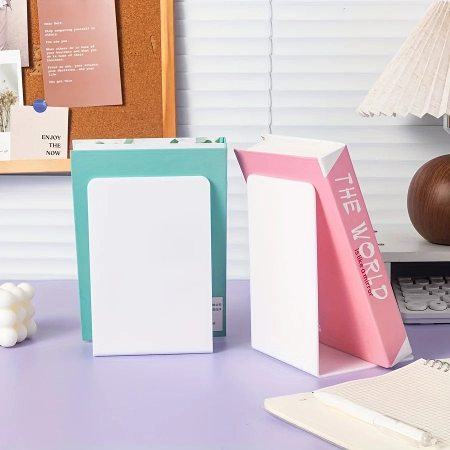Set 2 große L-förmige Buchstützen für minimalistisches Bücherregal
