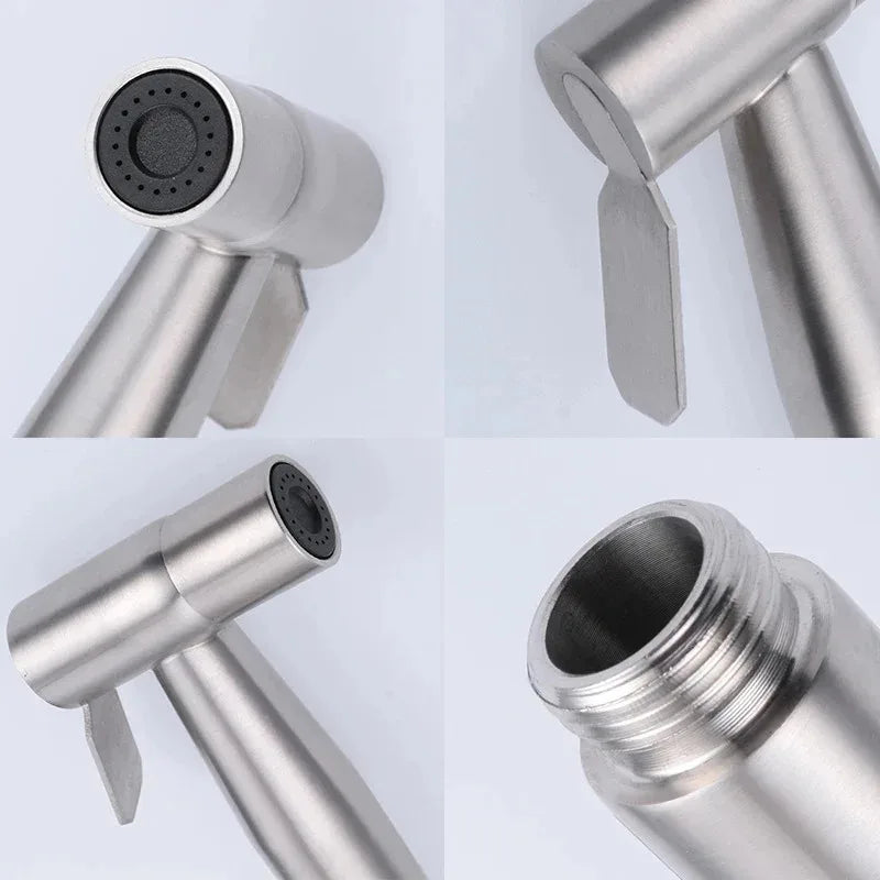 Effektive Hygiene leicht gemacht: Handliches Edelstahl Bidet mit horizontalem Spray