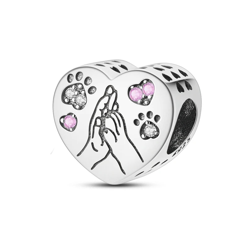 Romantische rosa 925 Silber Charms mit Zirkon – Herz - Parfüm Flasche Set