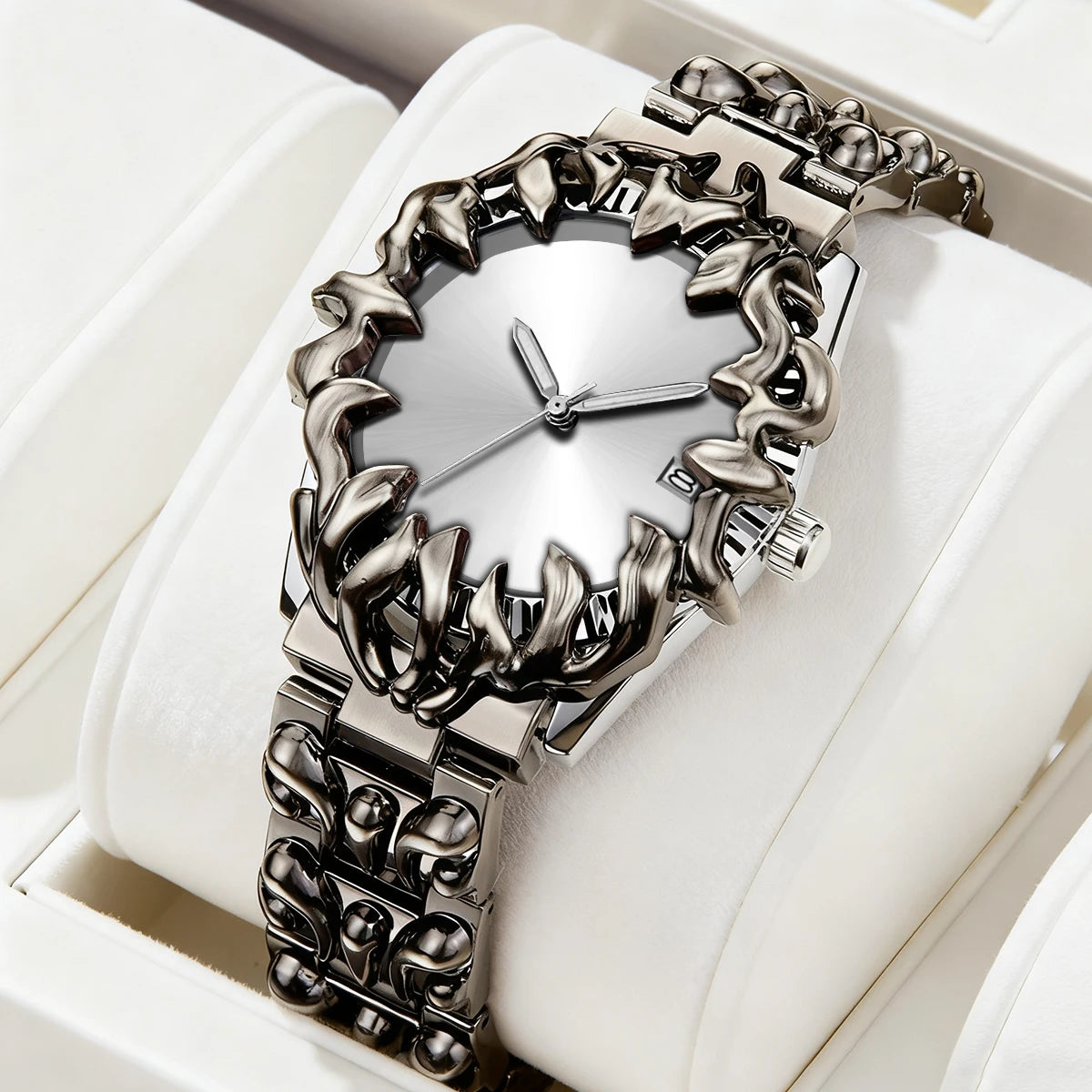 Sportliche Herrenuhr mit Edelstahl Armband und Quarzwerk