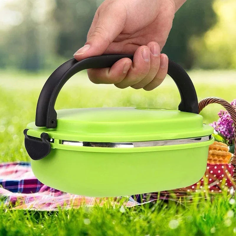 Tragbare Lunch Bento Box mit Klappgriff und Edelstahl-Liner, auslaufsicher