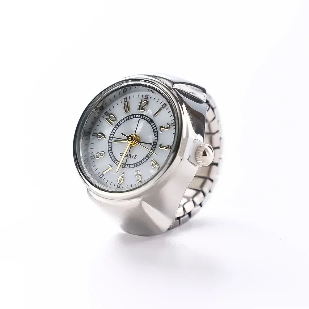Mini Fingeruhr mit elastischem Band – Vintage Design für Damen - Herren