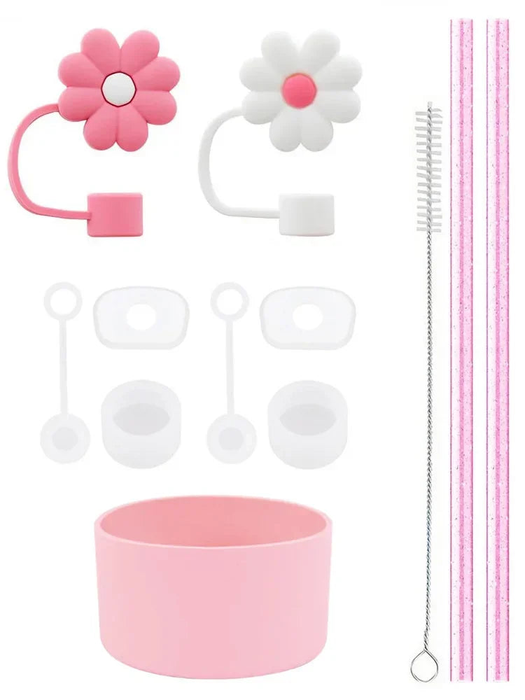 Praktisches 11-teiliges Zubehör-Set mit Silikonstopper - Strohhalm für 30/40oz Becher