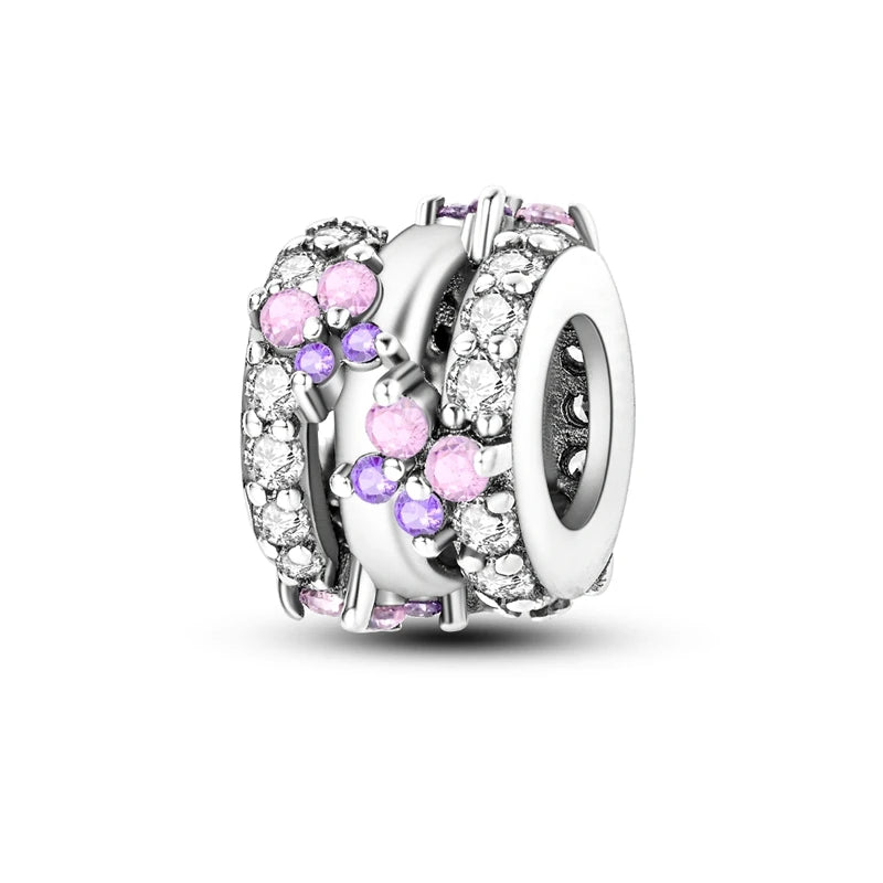 Romantische rosa 925 Silber Charms mit Zirkon – Herz - Parfüm Flasche Set