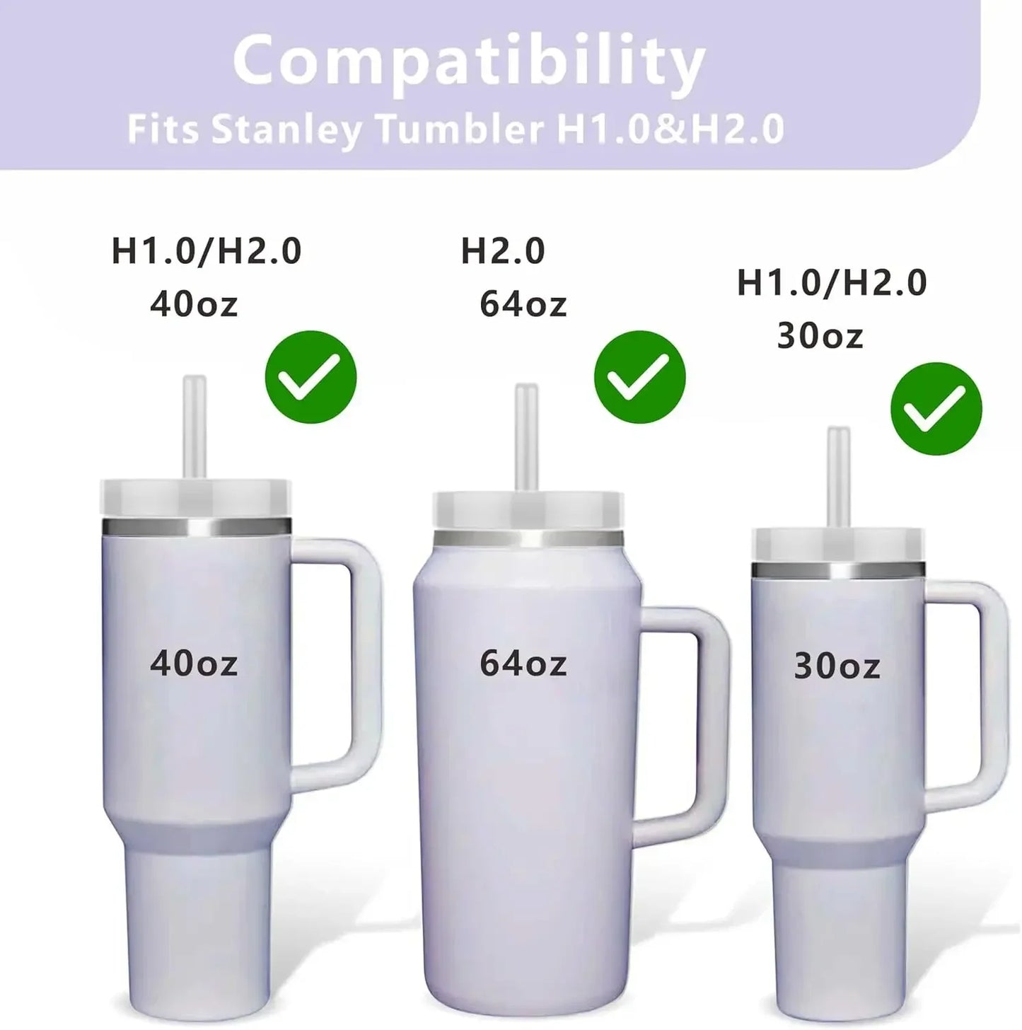 Praktisches 11-teiliges Zubehör-Set mit Silikonstopper - Strohhalm für 30/40oz Becher