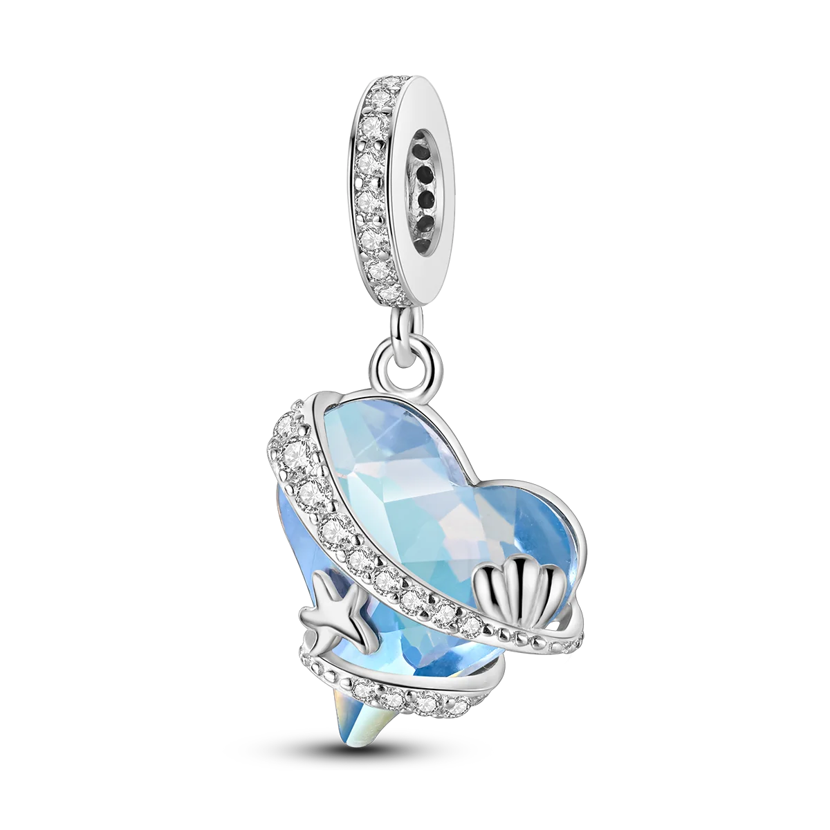 Edler Charm-Anhänger aus 925er Silber mit funkelndem blauem Zirkon – perfekt für DIY-Schmuck