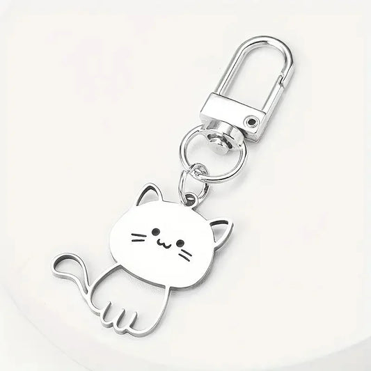 Edelstahl Schlüsselanhänger für Paare Katze Fisch Motiv Valentinstag