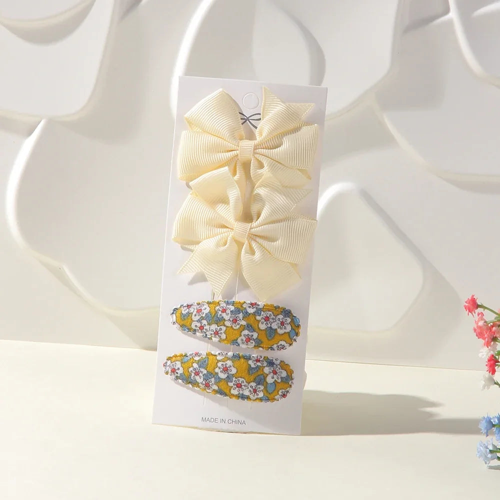 Bunte Haarklammern Set – 4-teilig, sichere Legierung - farbenfrohe Schleifen für Mädchen