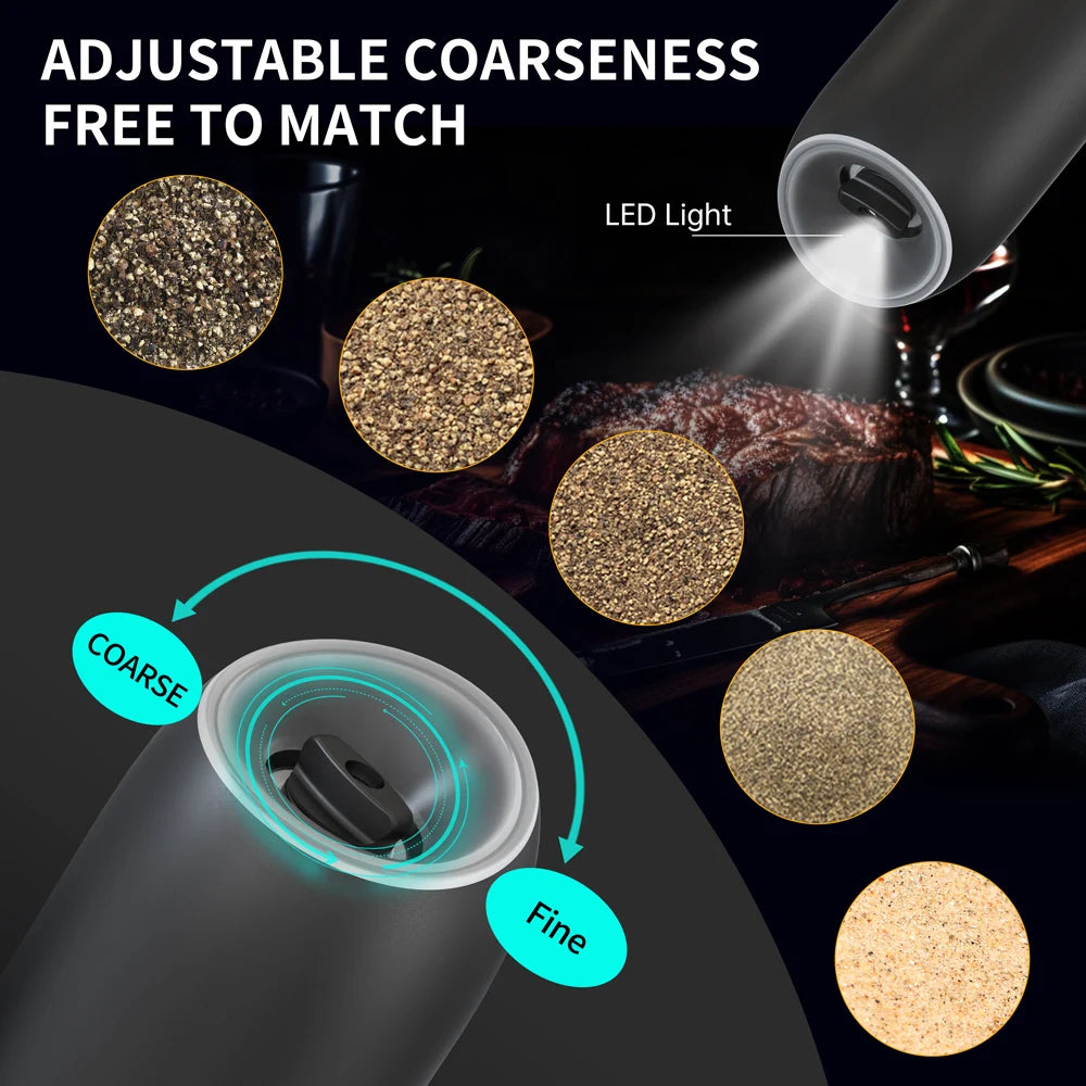 Elektrisches Salz- und Pfeffermühlen-Set mit großer Kapazität und einstellbarer Grobheit