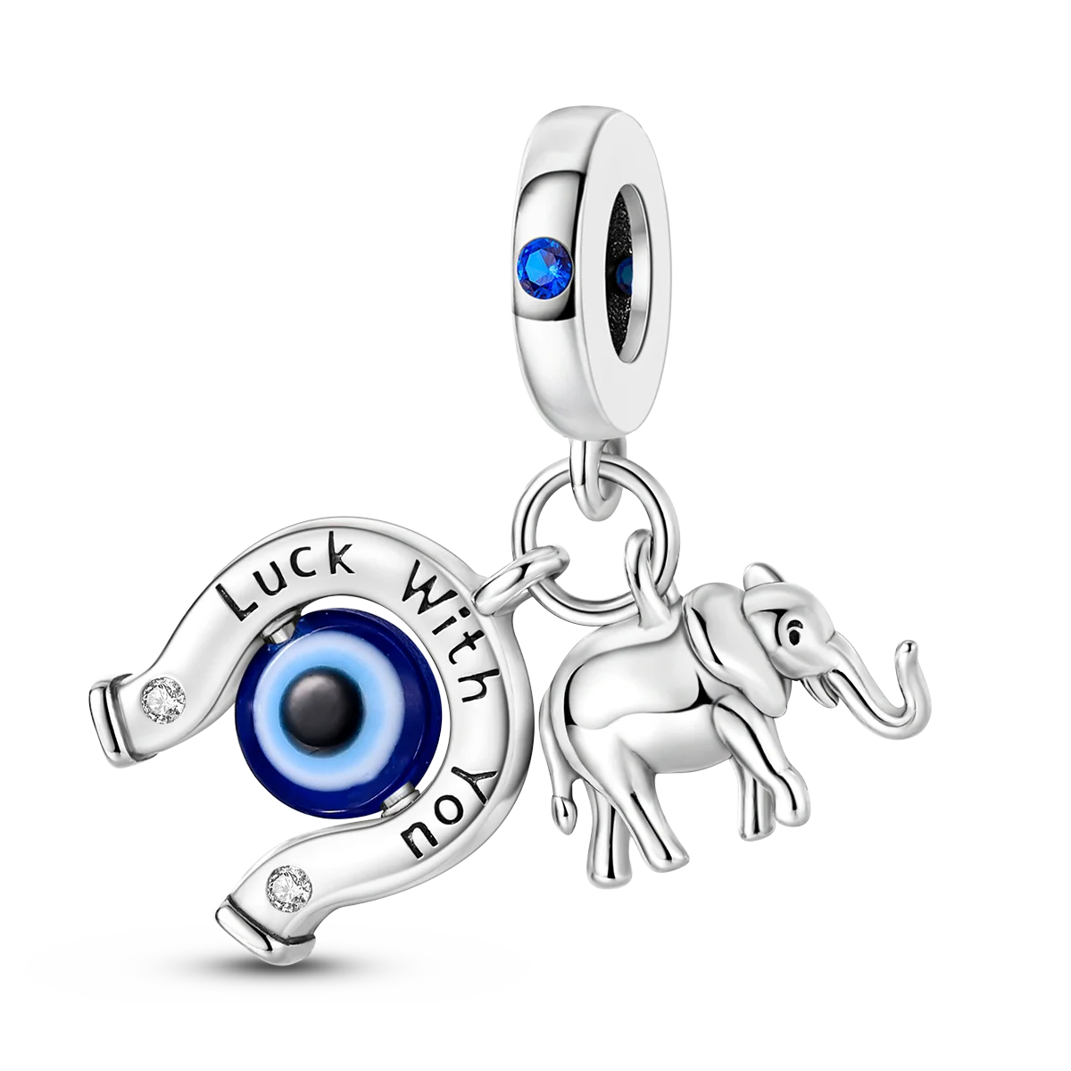 Edler Charm-Anhänger aus 925er Silber mit funkelndem blauem Zirkon – perfekt für DIY-Schmuck