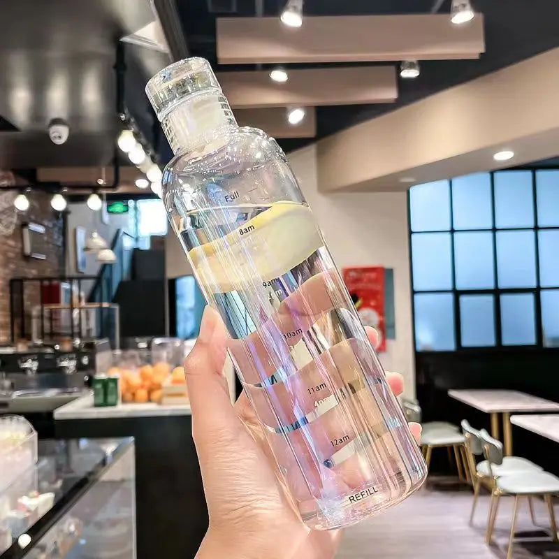 Auslaufsichere 500 ml Sport Wasserflasche mit Zeitmarkierung – Transparent & Robust