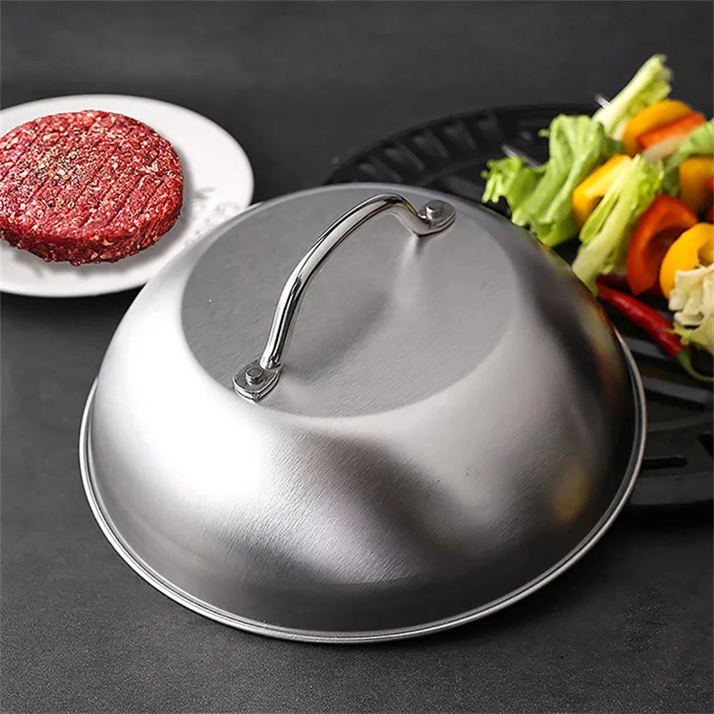 Robuste 9-Zoll Edelstahl Grillabdeckung mit Griff – Perfekt für BBQ - Outdoor