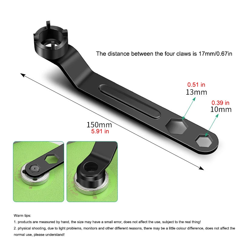 Robuster 3-in-1 Winkelschleifer-Schlüssel | 10/13mm | Chrom-Vanadium
