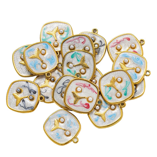 5-teiliges Edelstahl Charms Set Seestern golden für Schmuck DIY