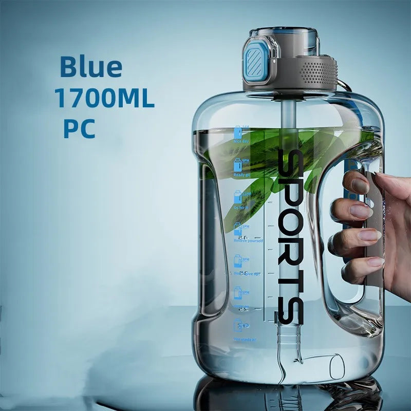 BPA-freie Fitness-Trinkflasche bis 3,8L – Robust, auslaufsicher, mit Strohhalm - Griff