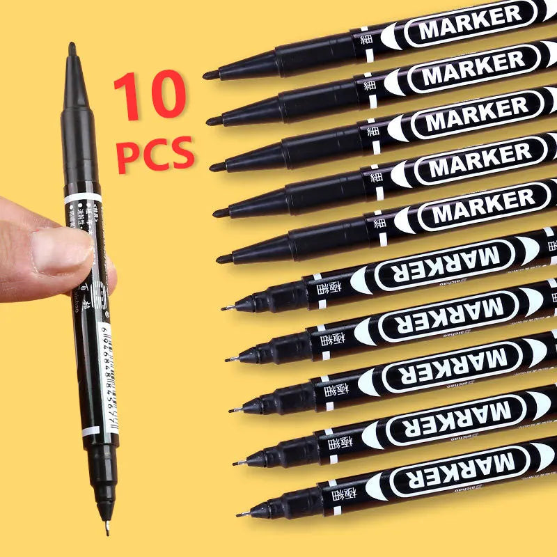 Wasserfeste 10er Permanentmarker Set – doppelseitig, bunt & langlebig für Kunst