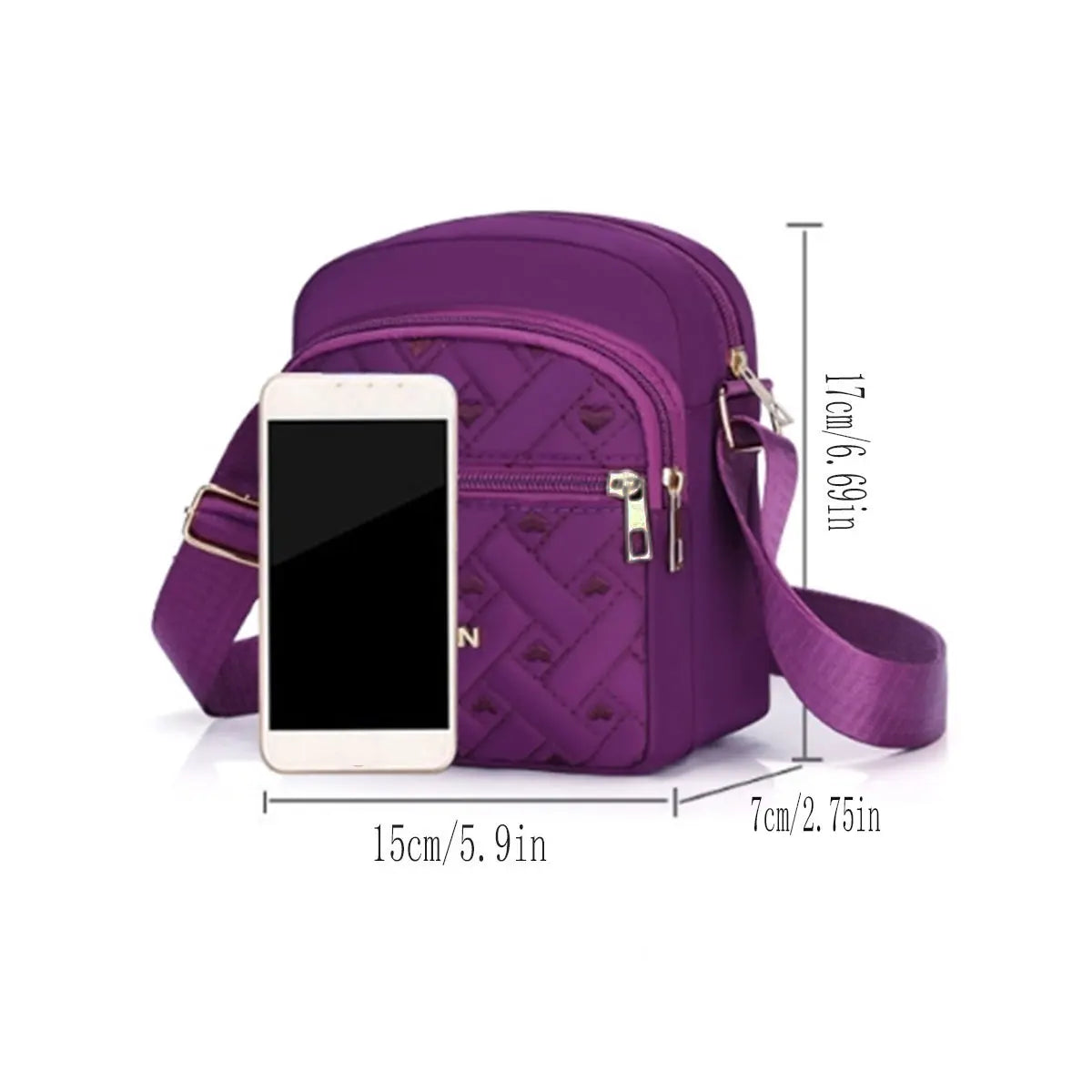 Leichte Nylon Umhängetasche mit Blumenstickerei für Damen und Alltag