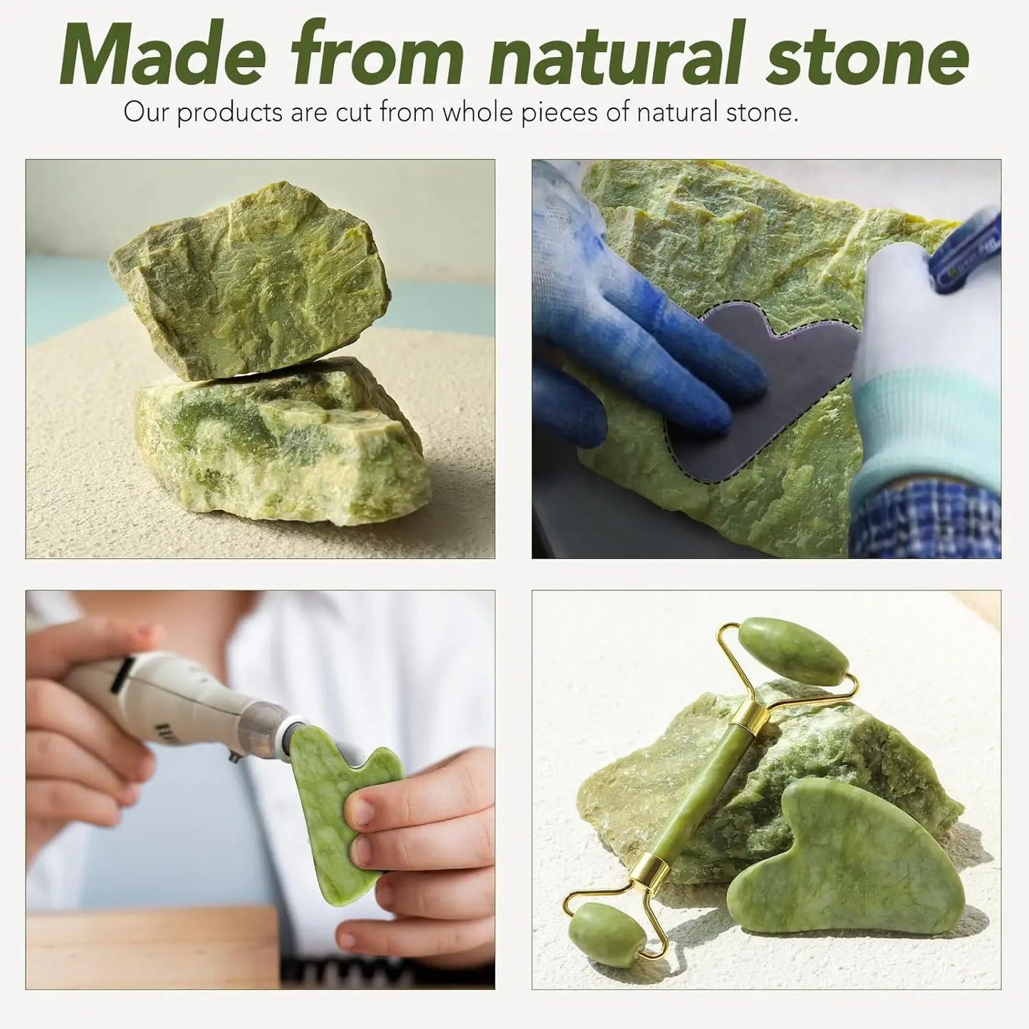 Natürlicher Gesichts-Jade-Roller mit kühlendem Gua Sha Set