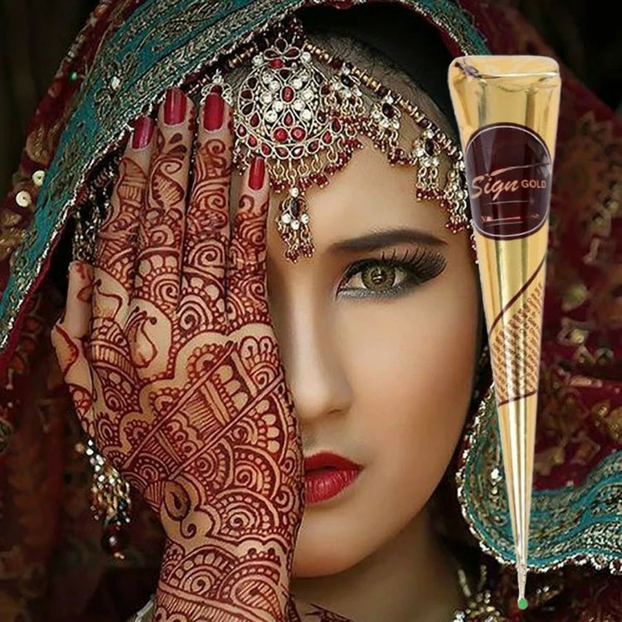 Henna-Creme Set Braun und Rot für temporäre Hauttattoos 3 Stück