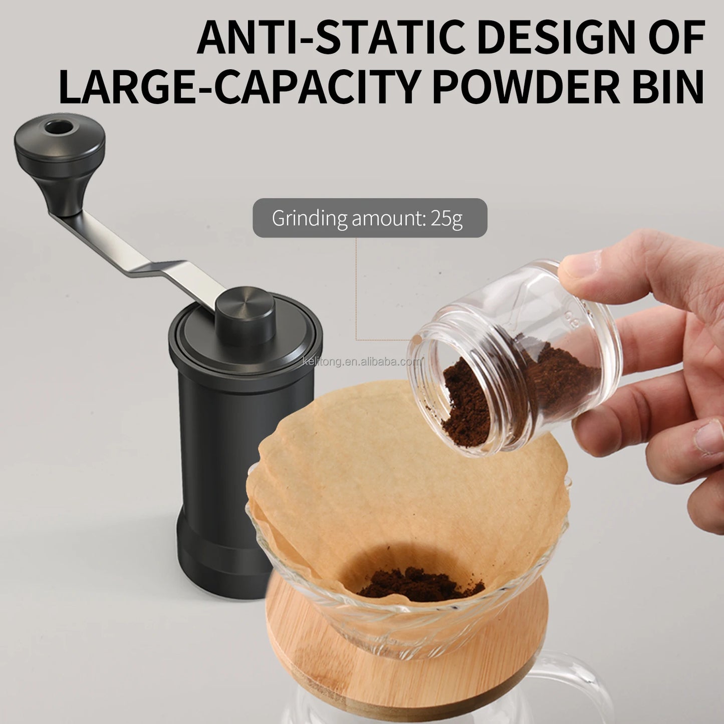 Professionelle manuelle Kaffeemühle mit verstellbarem Keramikmahlgrad