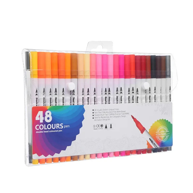 Doppelkopf Aquarell Marker Set bis 100 Farben für kreative Zeichnungen