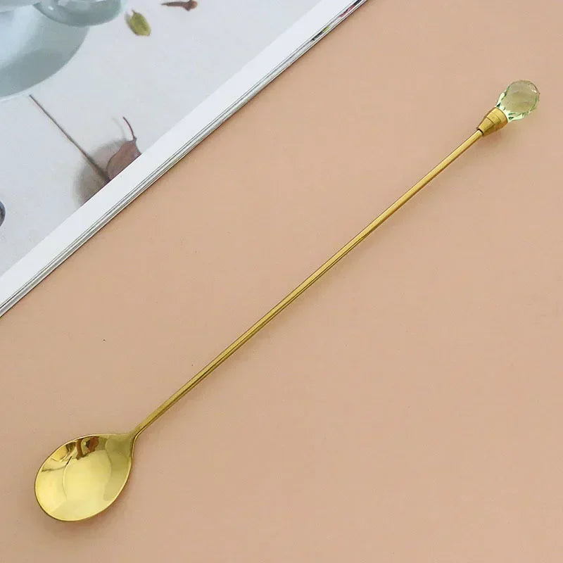 Elegantes 4er-Set Edelstahl-Diamant-Kaffeelöffel 18 cm – Perfekt für Kaffee & Dessert
