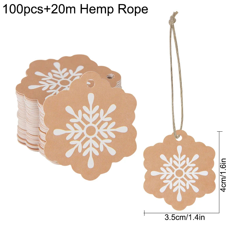100-teiliges Frohe Weihnachten Kraftpapier Etiketten Set zum Aufhängen