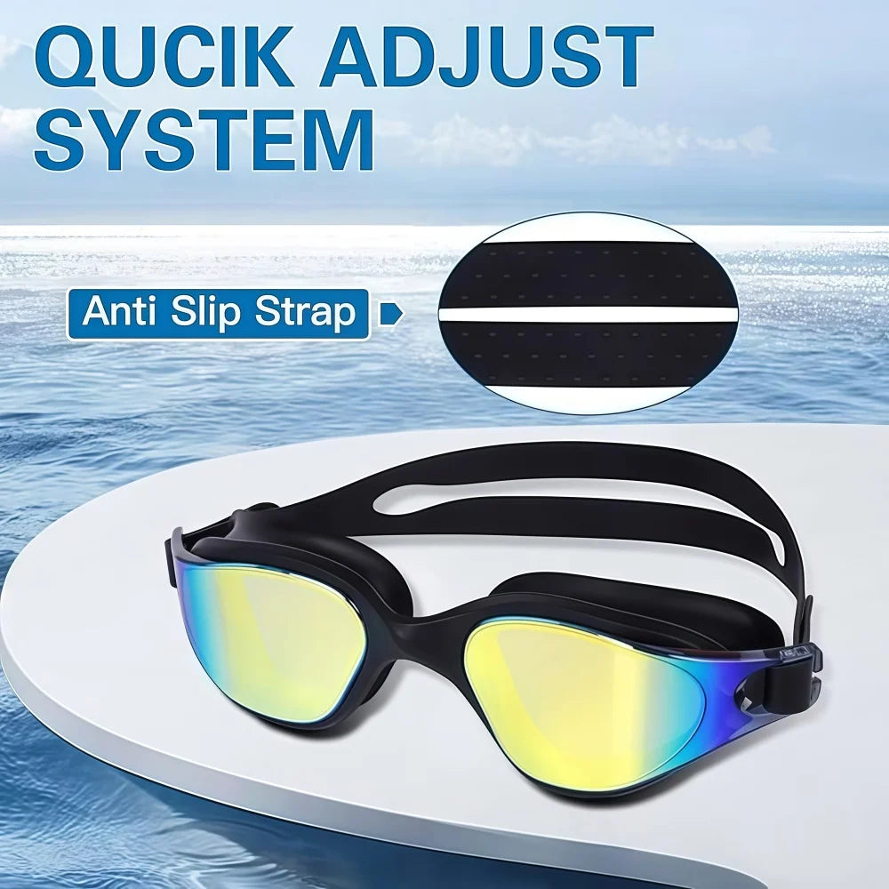 Professionelle Schwimmbrille mit Silikonrahmen und UV-Schutz für Erwachsene