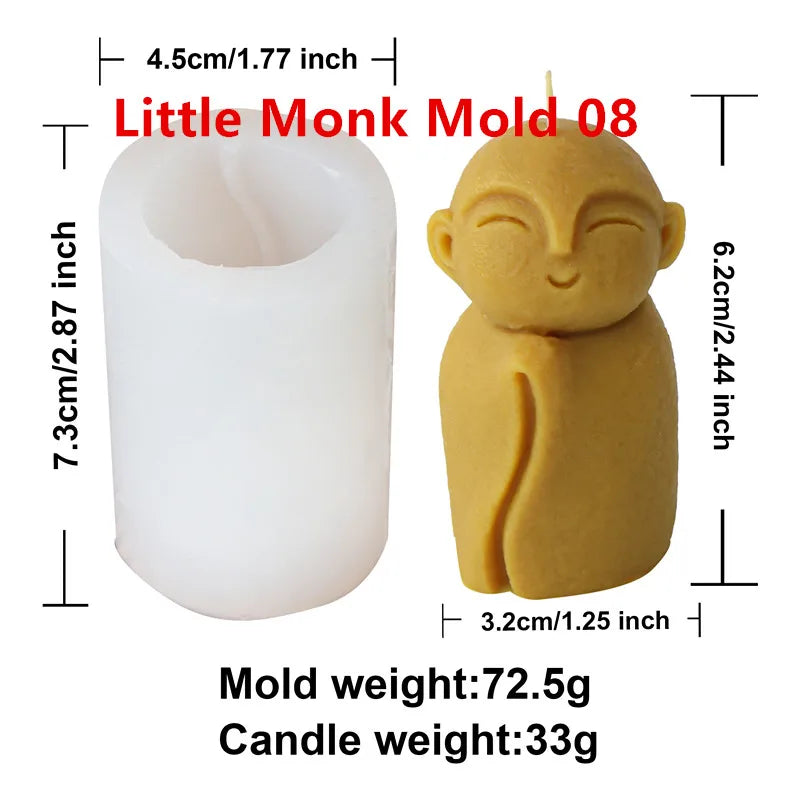 3D Silikon Kerzenform Kleine Buddha Mönch für DIY Dekoration