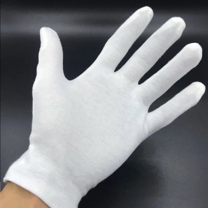 Vielseitige weiße Baumwollhandschuhe, einheitsgroß, weich - hautfreundlich – 1-10 Paar