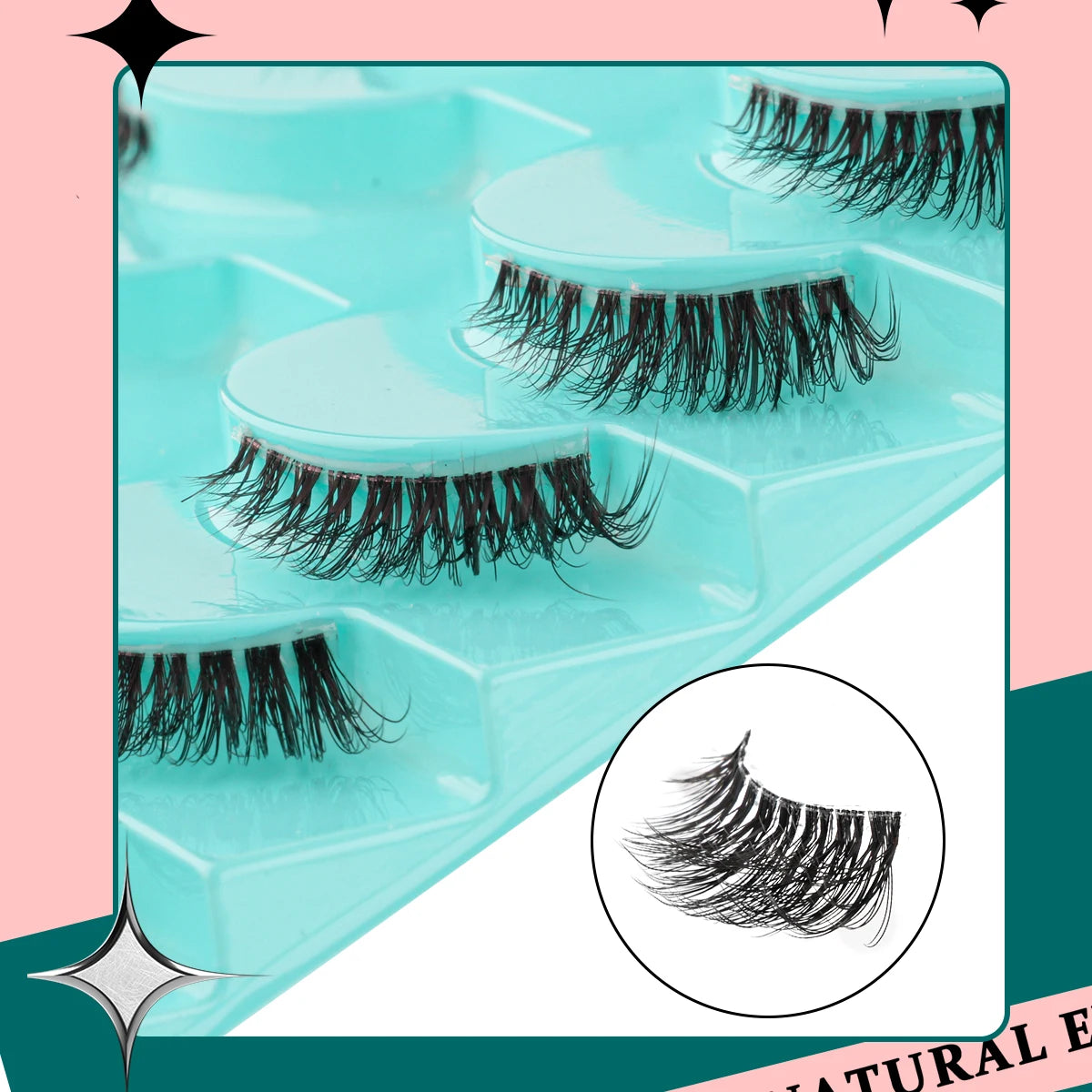 Natürliche Katzenaugen Halb-Wimpern Sets 3/6/10 Paare – weich - wiederverwendbar