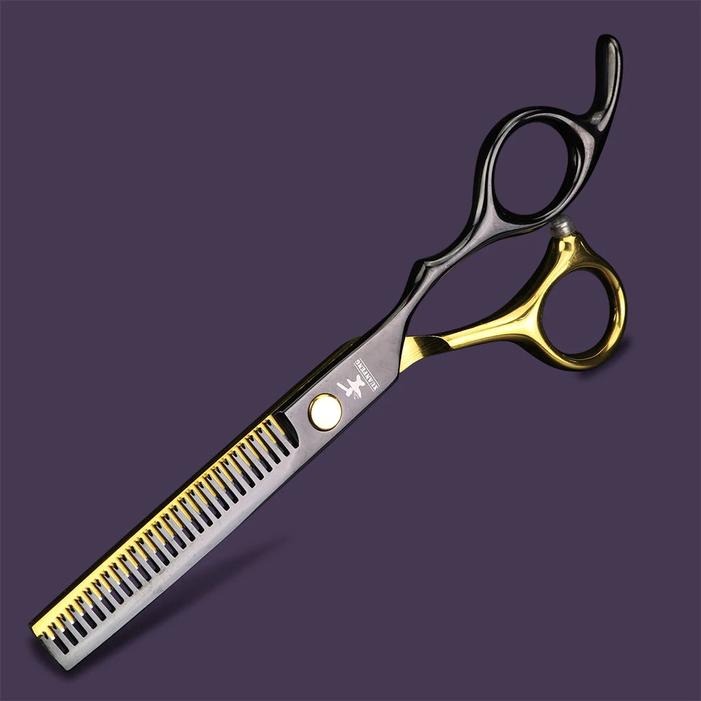Professionelle Haarschneideschere aus Edelstahl mit schwarzer Goldbeschichtung für präzises Schneiden
