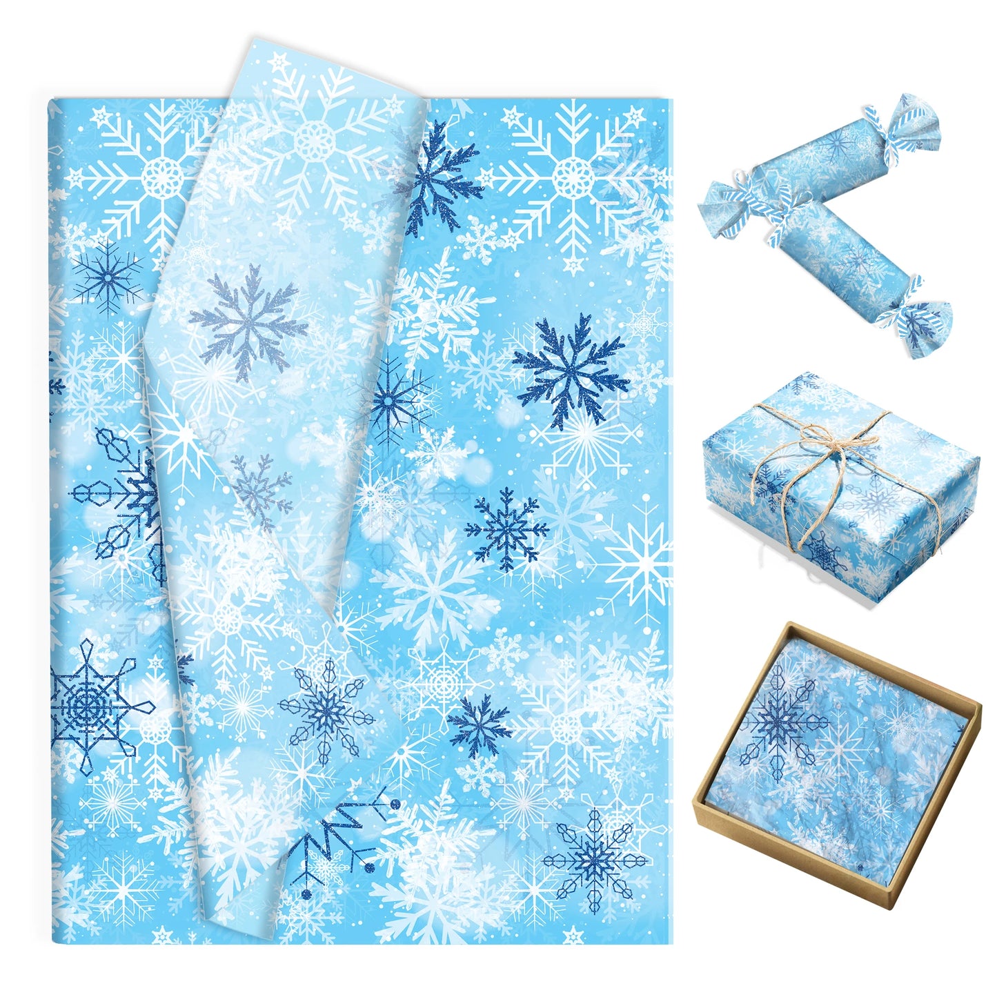 20/50 Stücke Weihnachts-Seidenpapier mit Schneeflocken- & Birnenmuster