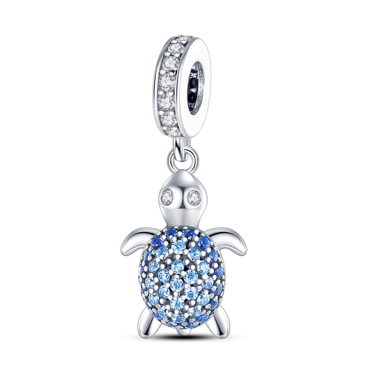 Edler Charm-Anhänger aus 925er Silber mit funkelndem blauem Zirkon – perfekt für DIY-Schmuck
