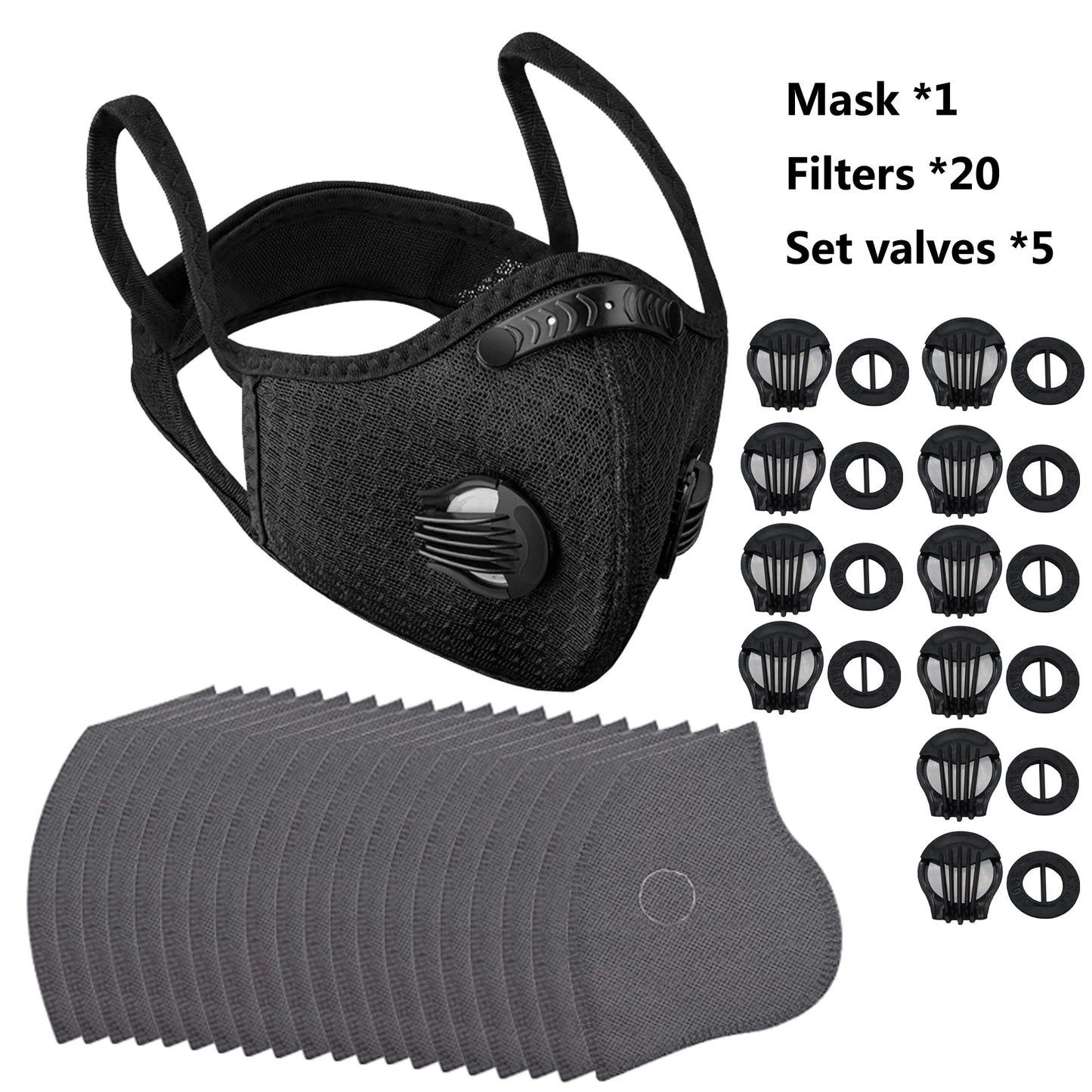 Atmungsaktive Sportmaske mit Aktivkohlefilter – waschbar, wiederverwendbar, Komfort für Männer