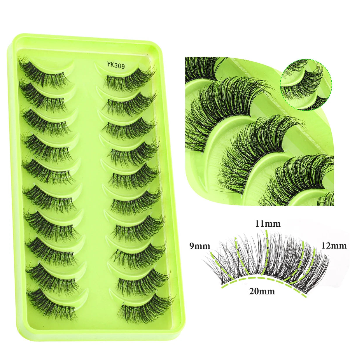 Natürliche Katzenaugen Halb-Wimpern Sets 3/6/10 Paare – weich - wiederverwendbar