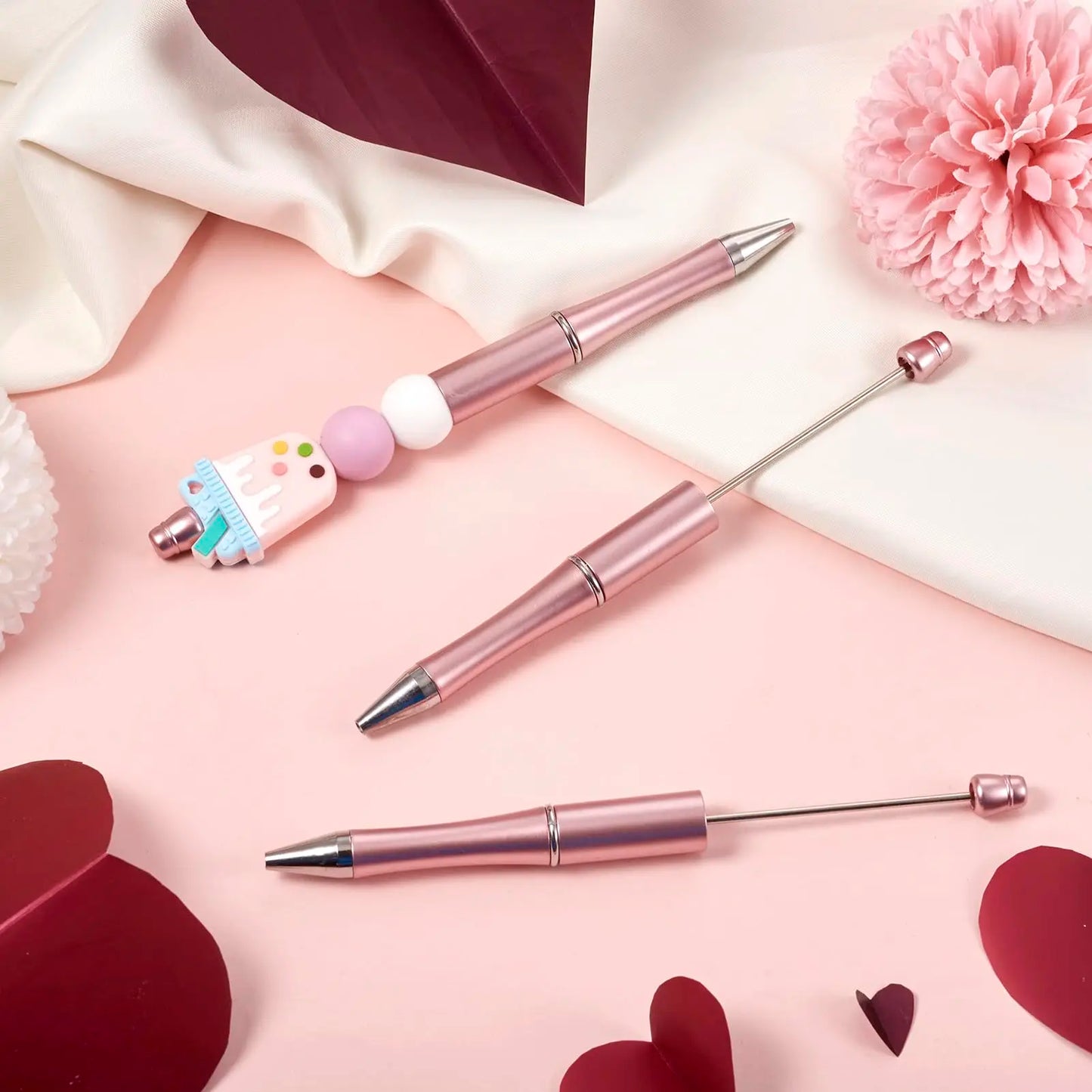 10er Set rosa Perlen Kugelschreiber – präzise 1,0 mm für Schule - Büro