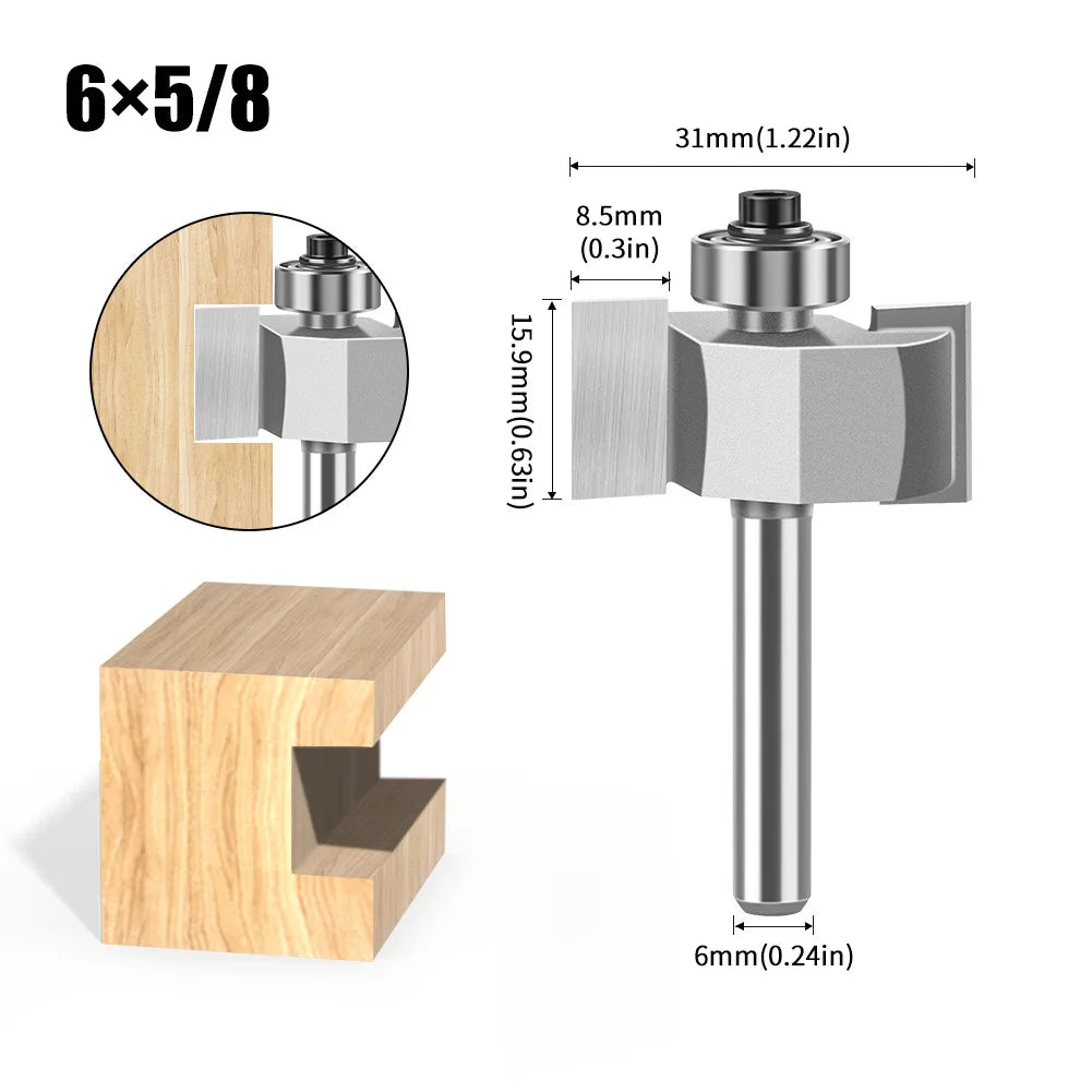 Doppel-rand T-förmiger Fräser mit 6mm und 12mm Schaft für Holzarbeiten