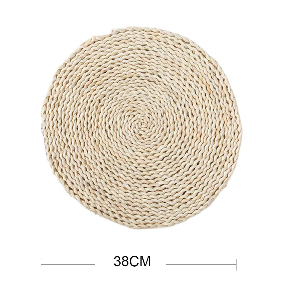 Handgeflochtene Runde Tischsets aus Rattan fuer Kueche Esszimmer