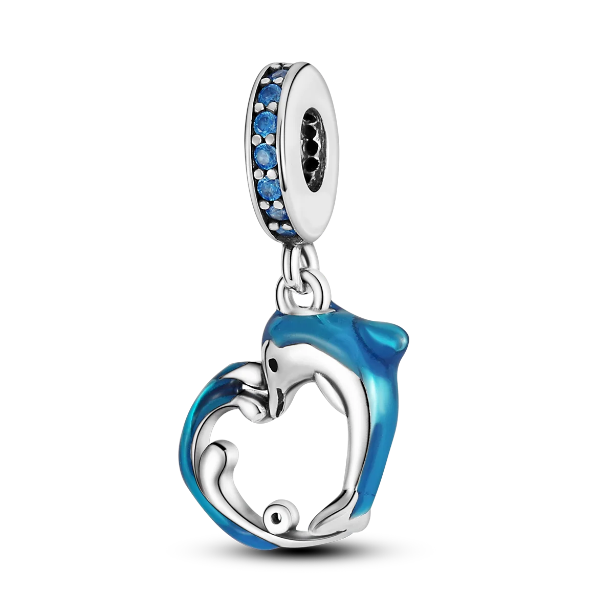 Edler Charm-Anhänger aus 925er Silber mit funkelndem blauem Zirkon – perfekt für DIY-Schmuck