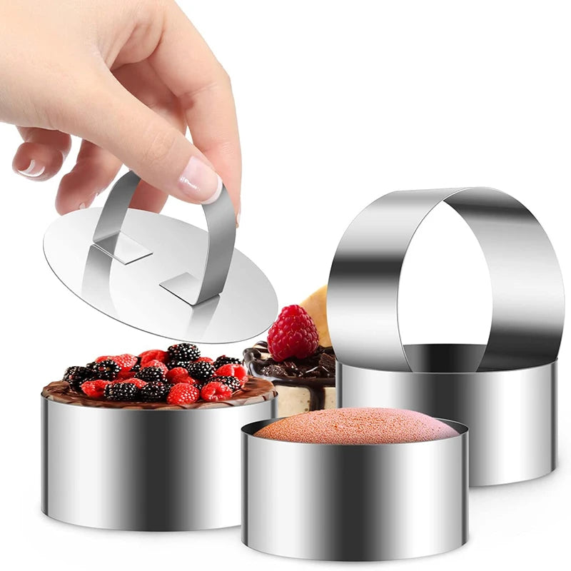 Runder Edelstahl Backring mit Drücker – Kuchen - Mousse Form