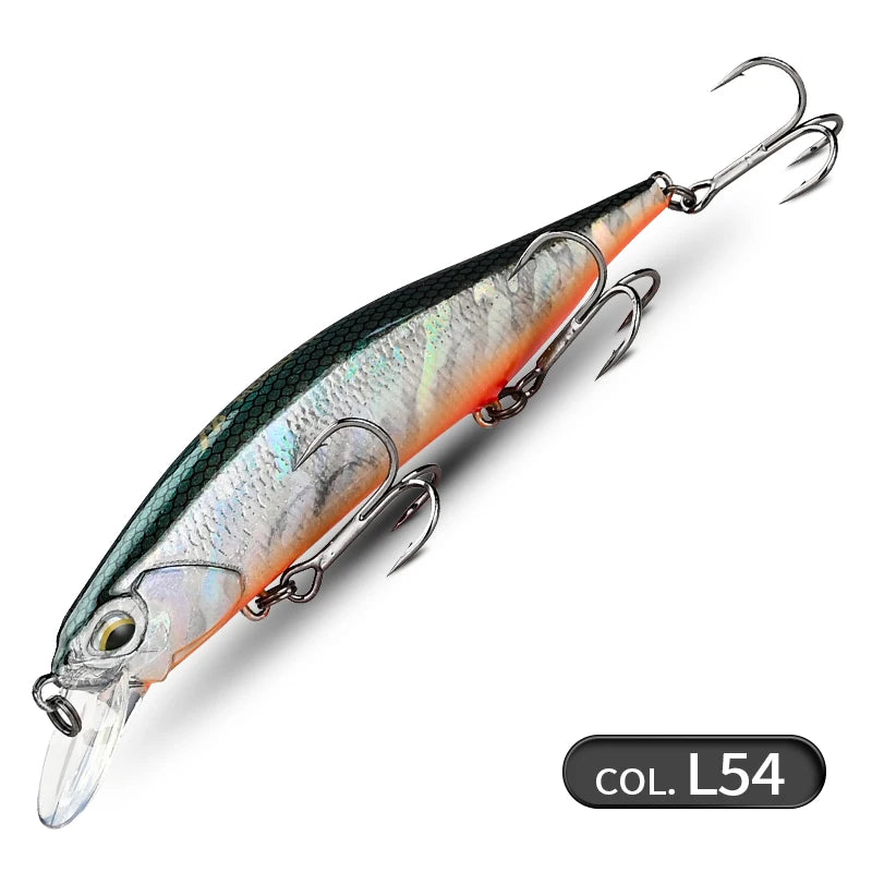 Realistischer Jerkbait Wobbler 110mm 17g mit 3 starken Haken, 12 Farben