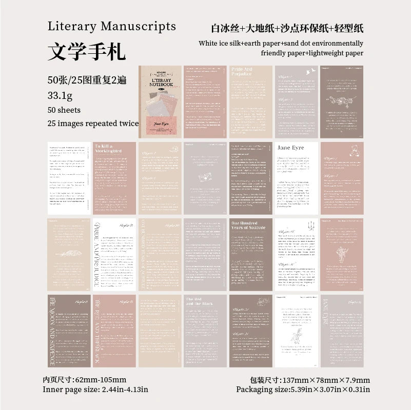50 Blatt Vintage Scrapbook Materialien Papier Combo Kit für DIY